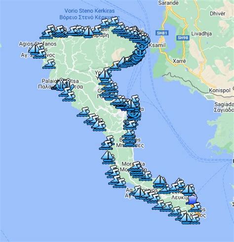 corfu greece map google